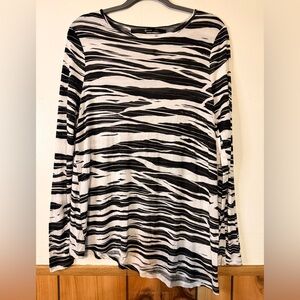 Kensie Zebra Print Long Sleeve Top
